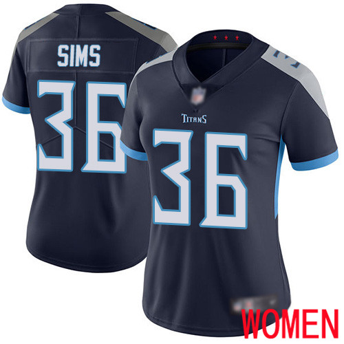 Tennessee Titans Limited Navy Blue Women LeShaun Sims Home Jersey NFL Football 36 Vapor Untouchable
